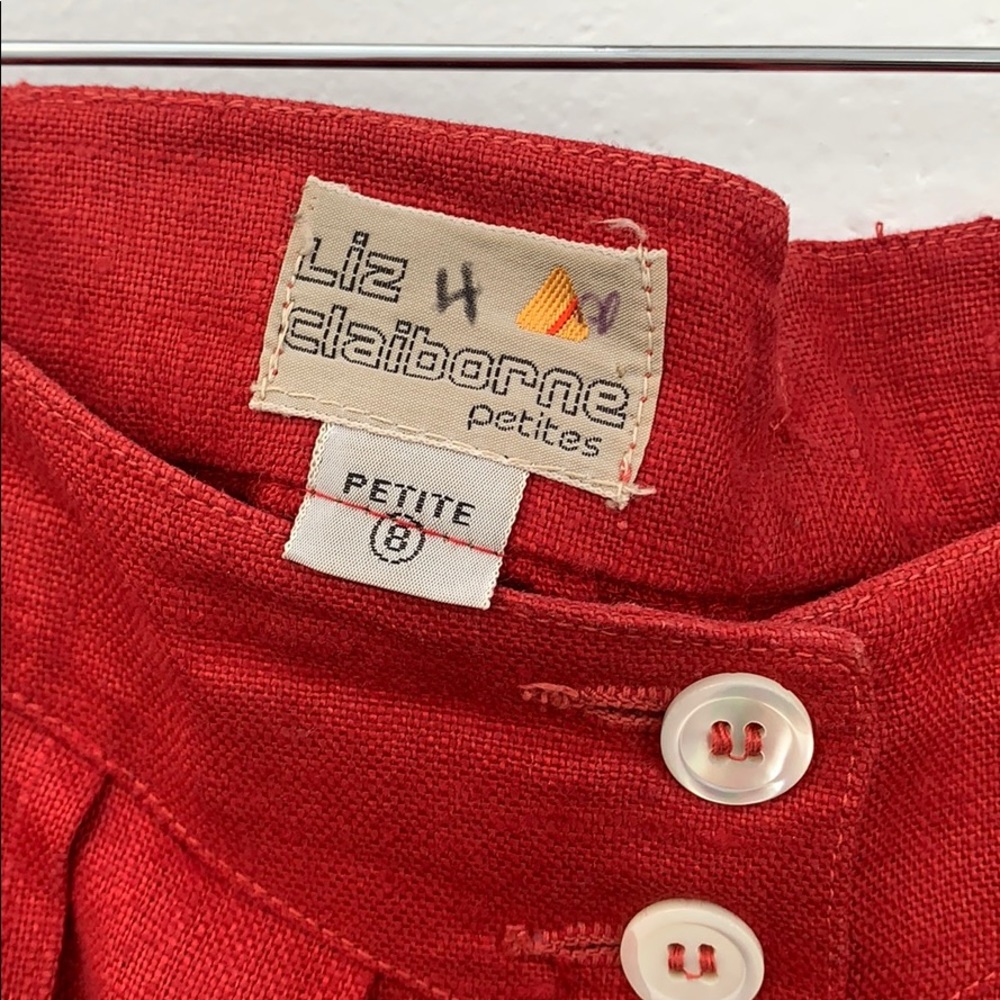 Liz Claiborne Bright Red Button-Front A-Line Skirt - Picture 6 of 6